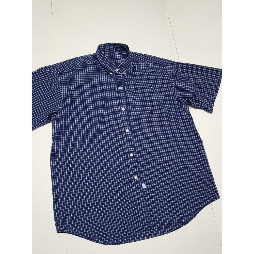 (#17) Polo By Ralph Lauren Short Sleeve Button Down Size Men's XL Blue/white